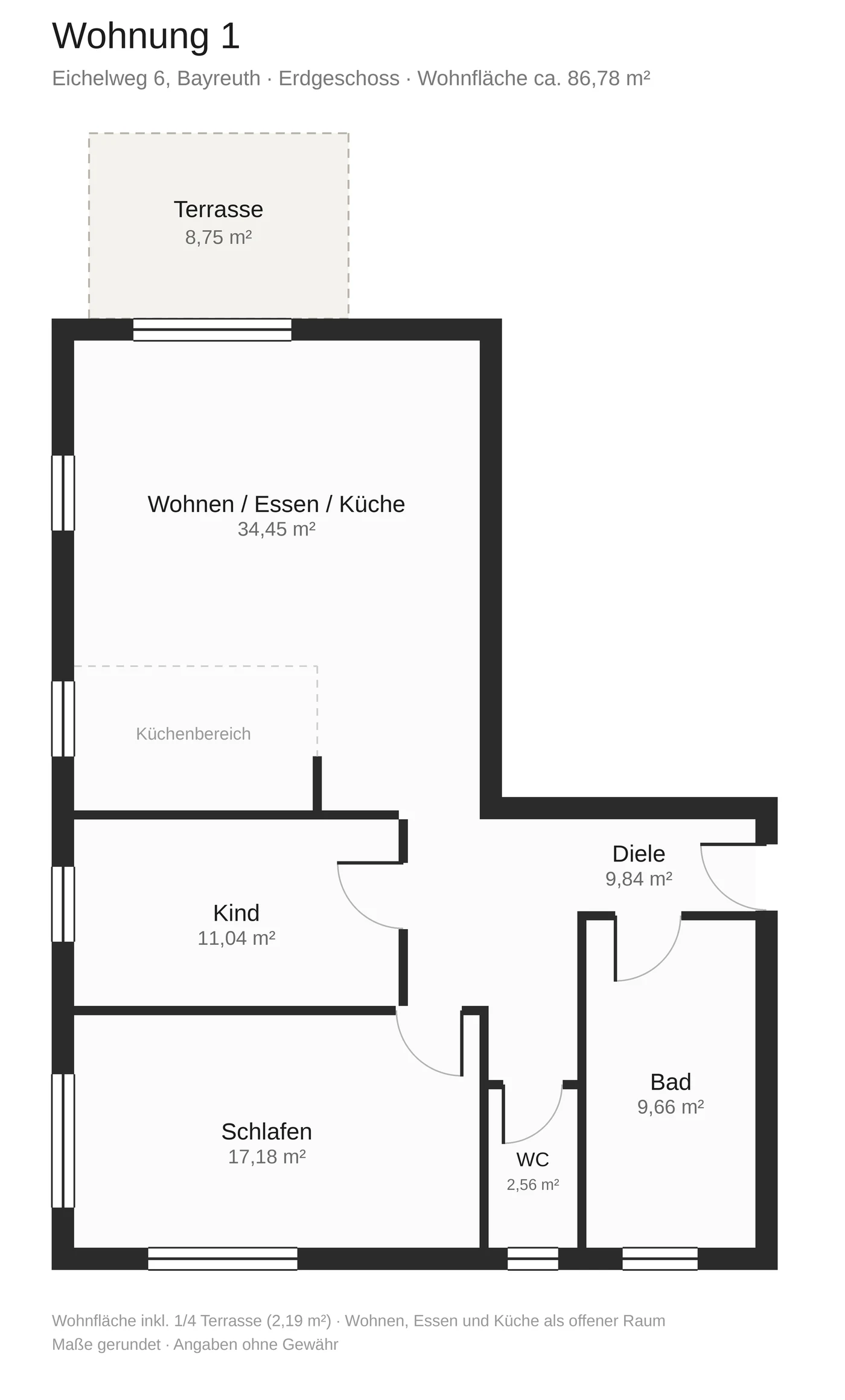 Floor plan Apartment 1, Eichelweg 6 Bayreuth (approx. 87 m²)