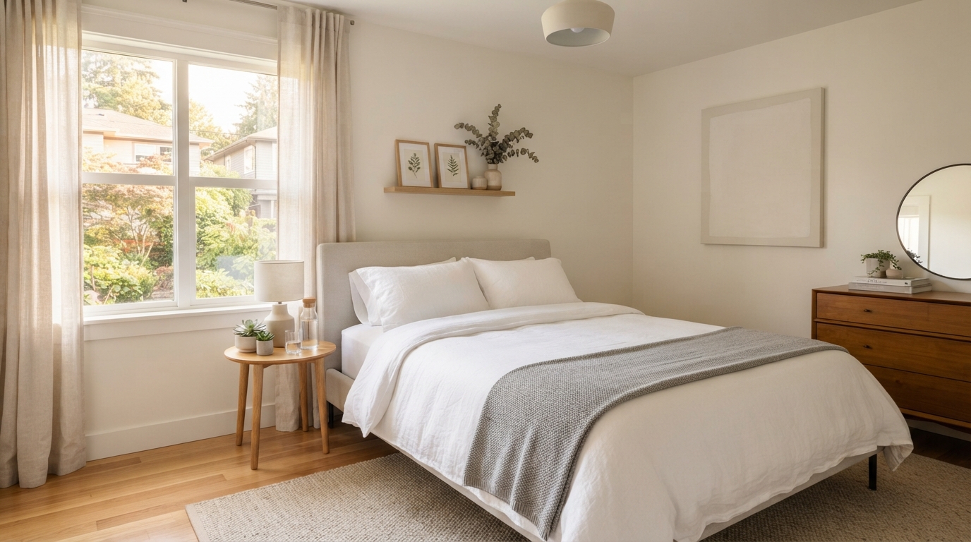 Airbnb cleaning in Thomasville, GA - staged clean rental bedroom