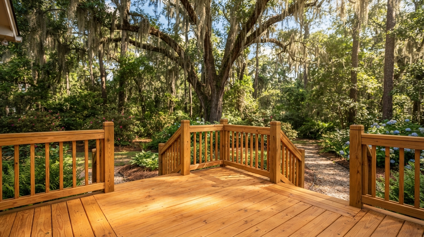 Deck cleaning in Thomasville, GA - clean restored wood deck