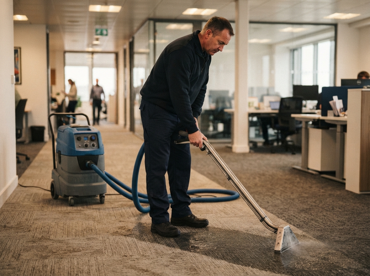 Commercial carpet cleaning in Thomasville, GA - hot water extraction machine on carpet