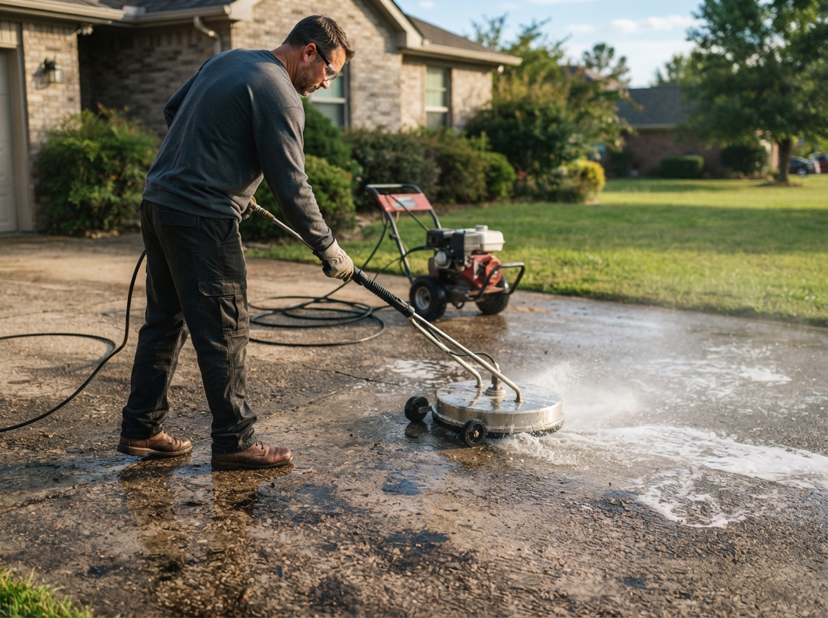 Driveway pressure washing in Thomasville, GA - pressure washing a concrete driveway