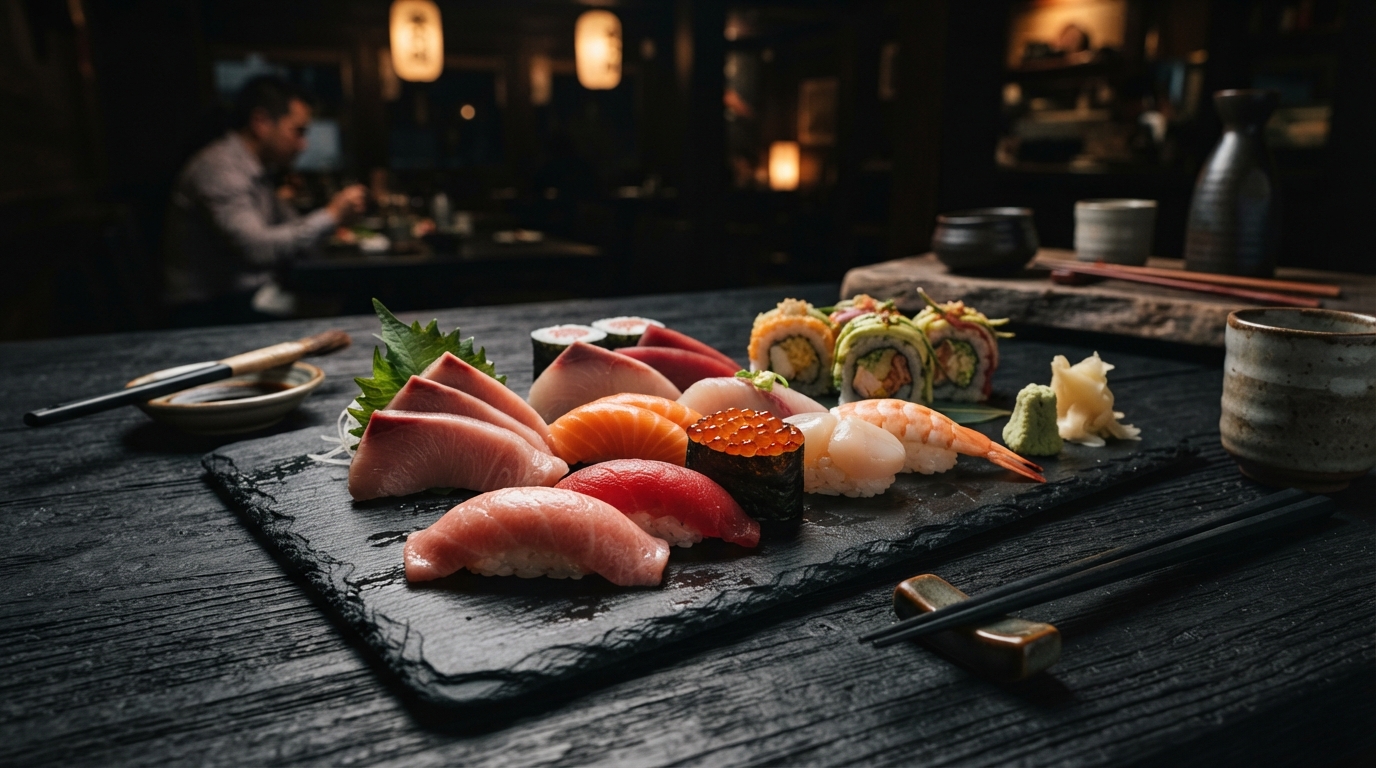 Fresh sushi and sashimi platter at Asian Bistro, a Japanese restaurant in Mansfield CT