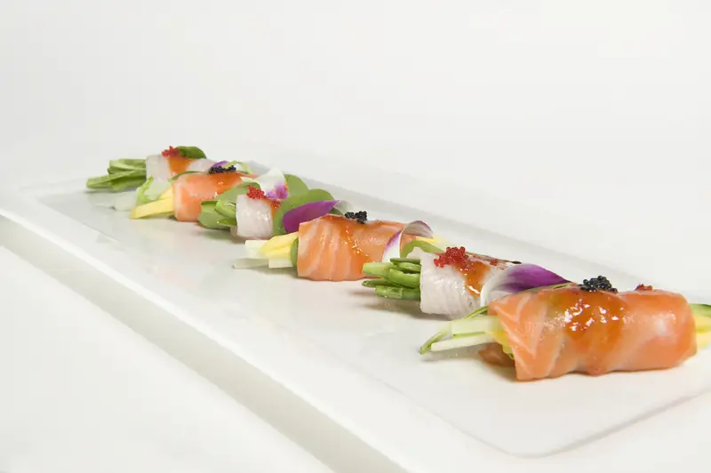Artisan Sashimi Rolls with mango and caviar at Asian Bistro Mansfield CT