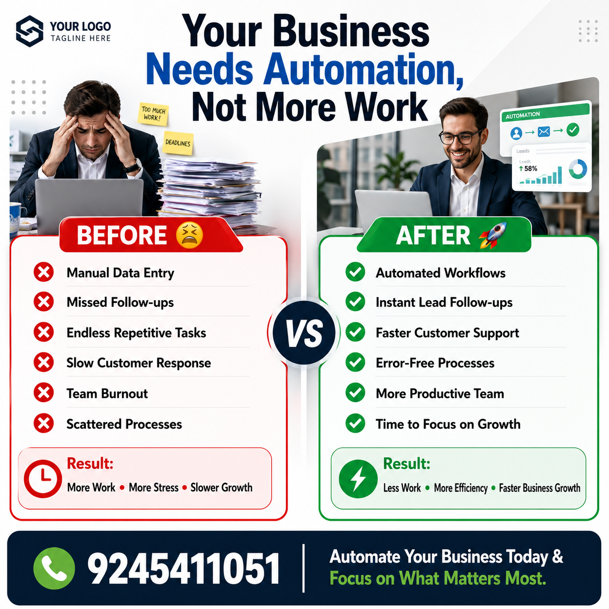 Your Business Needs Automation, Not More Work Infographic