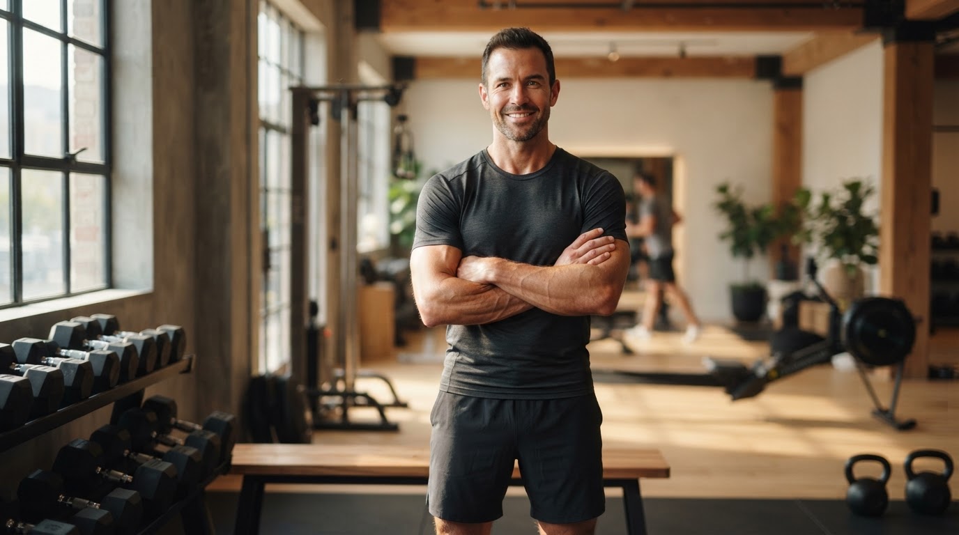 Athletic man at peak performance from optimized testosterone