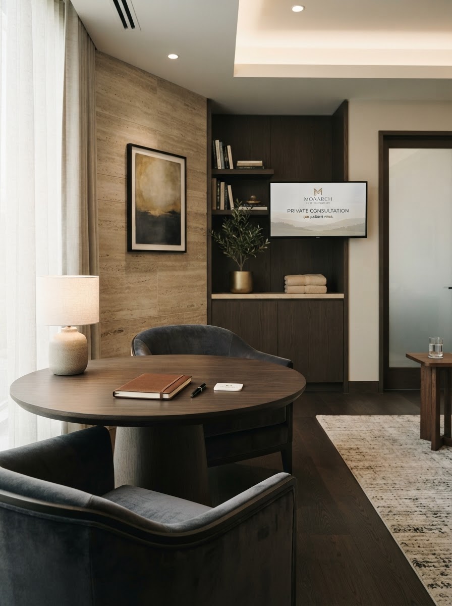Private men's sexual health consultation room at Monarch Lifestyle Medicine