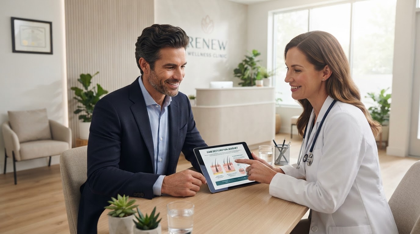 PRP hair restoration consultation at Monarch Lifestyle Medicine