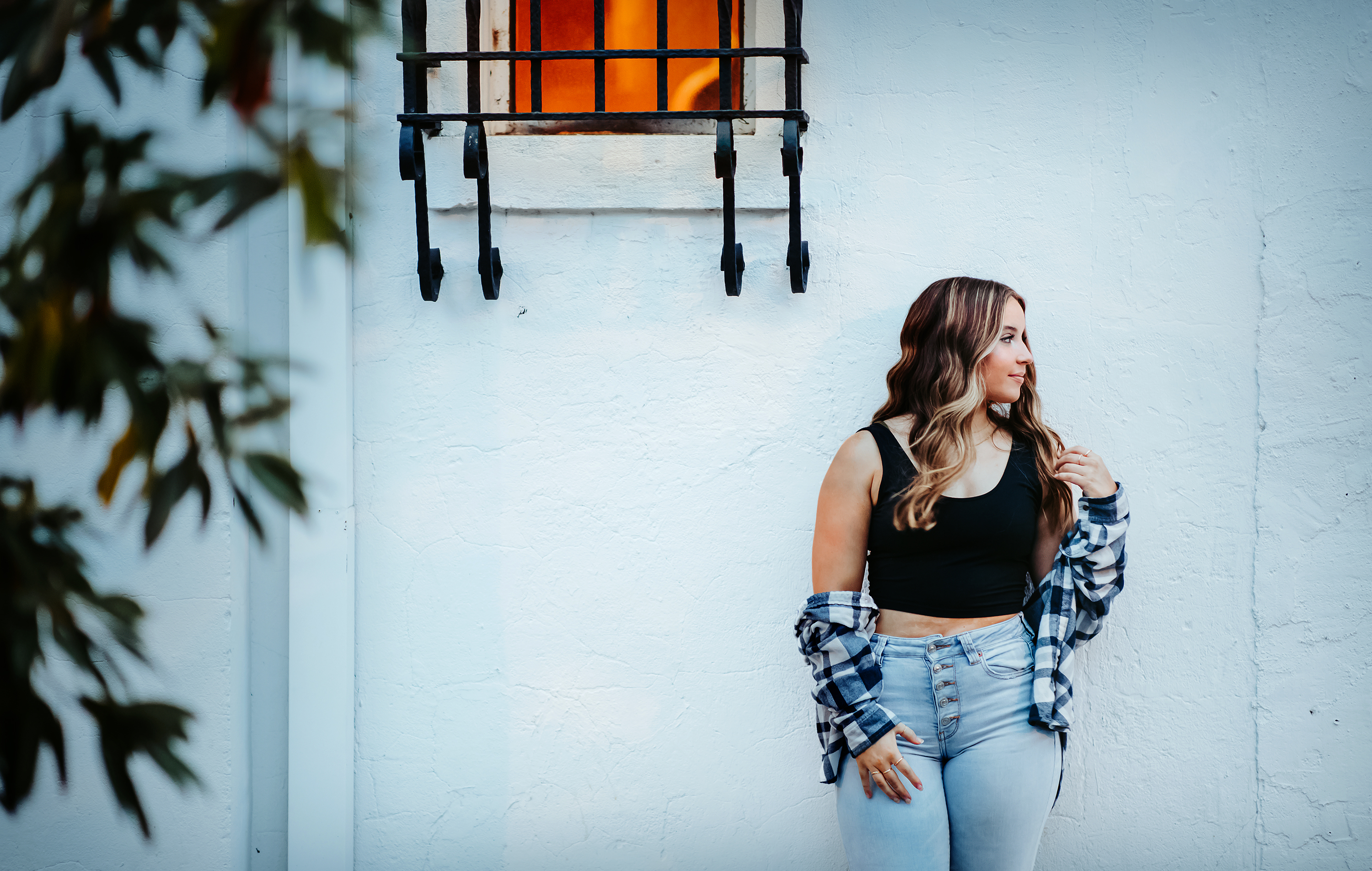 Senior posing outdoors