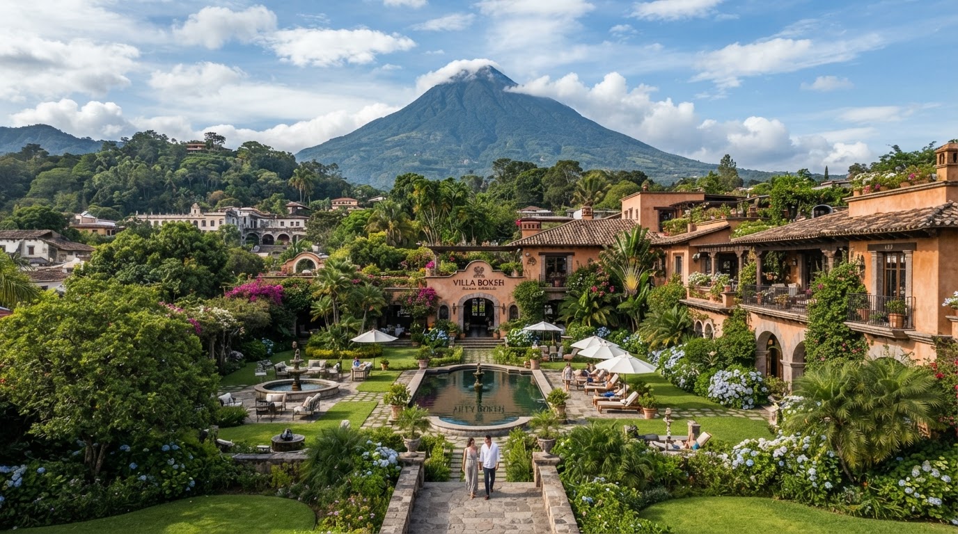 Villa Bokeh Relais Chateaux estate garden and Agua Volcano view Antigua Guatemala — photo 1