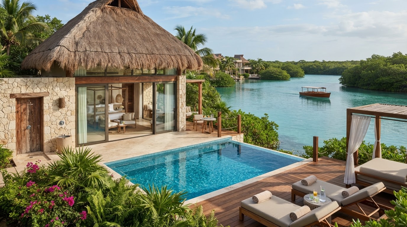 Rosewood Mayakoba lagoon suites eco boat Riviera Maya Mexico — photo 1