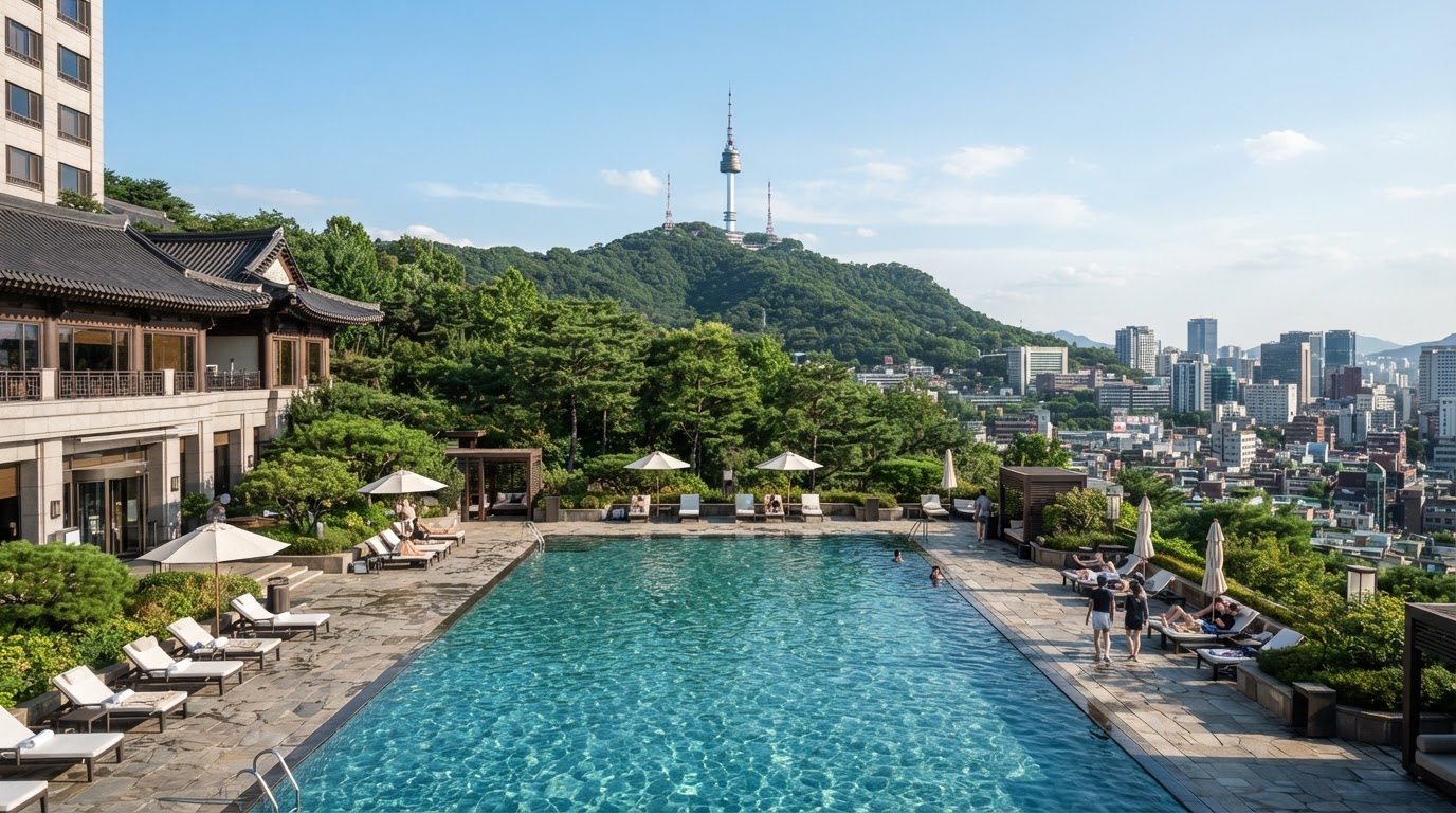 The Shilla Seoul grand hotel and Urban Island pool South Korea — photo 1