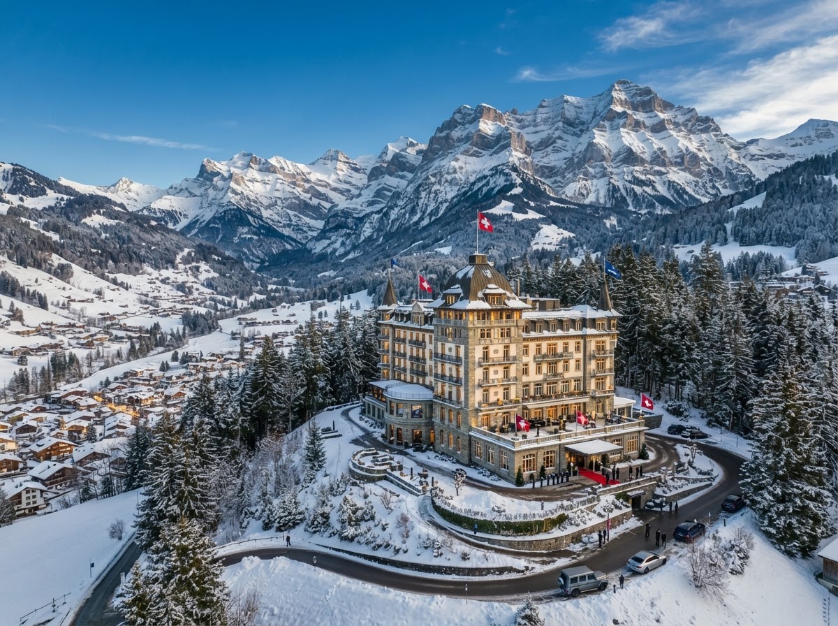 Gstaad Palace Swiss Alps mountain ceremony wedding spa — photo 1