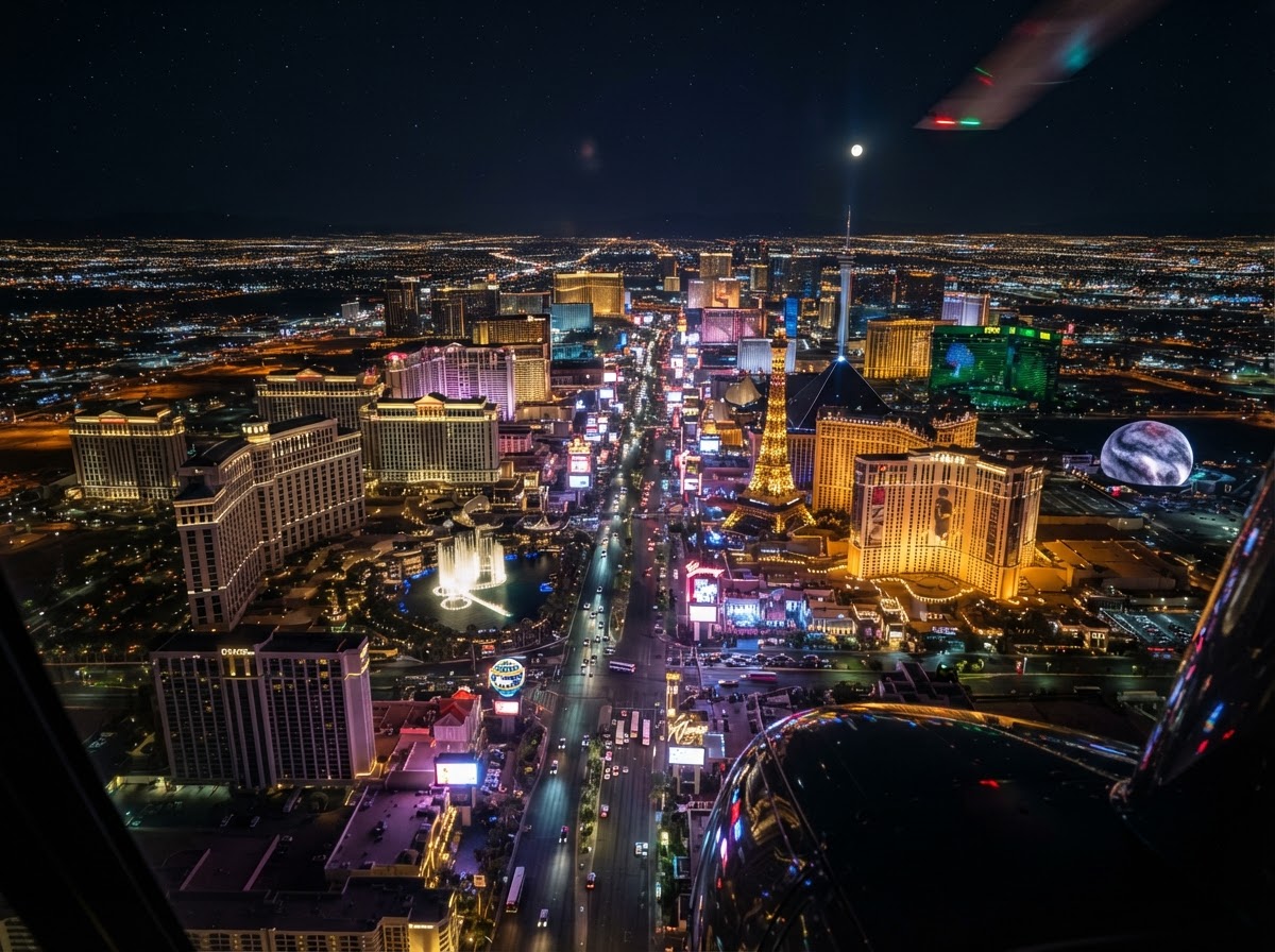 Las Vegas helicopter proposal Grand Canyon night Strip light flight — photo 1