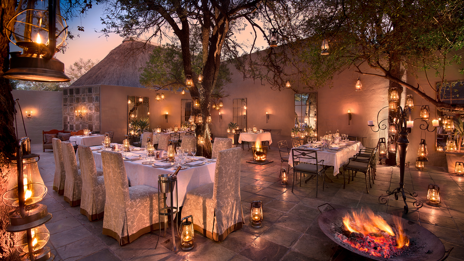 andBeyond Ngala Safari Lodge boma courtyard dining Kruger National Park — photo 1