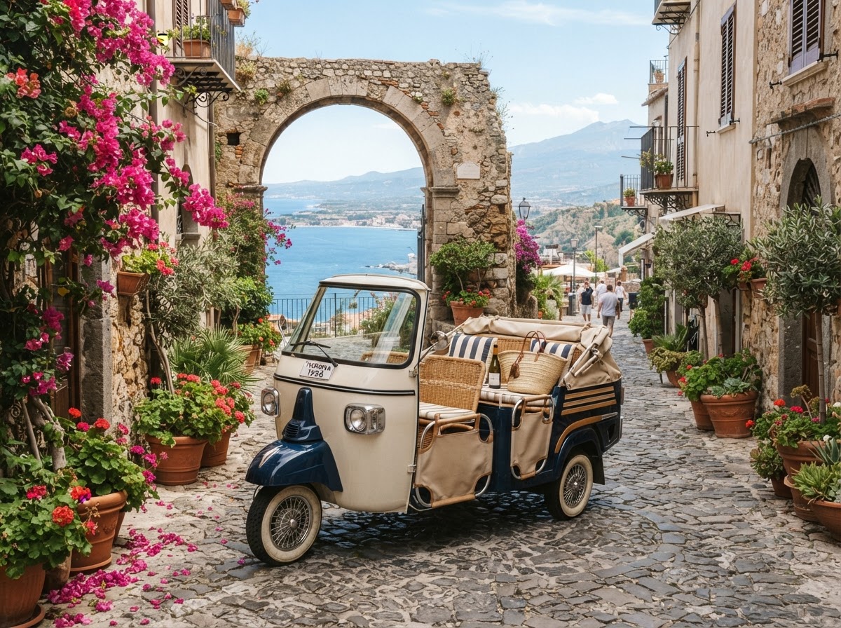 Private vintage Ape car tour in Taormina Sicily — photo 1