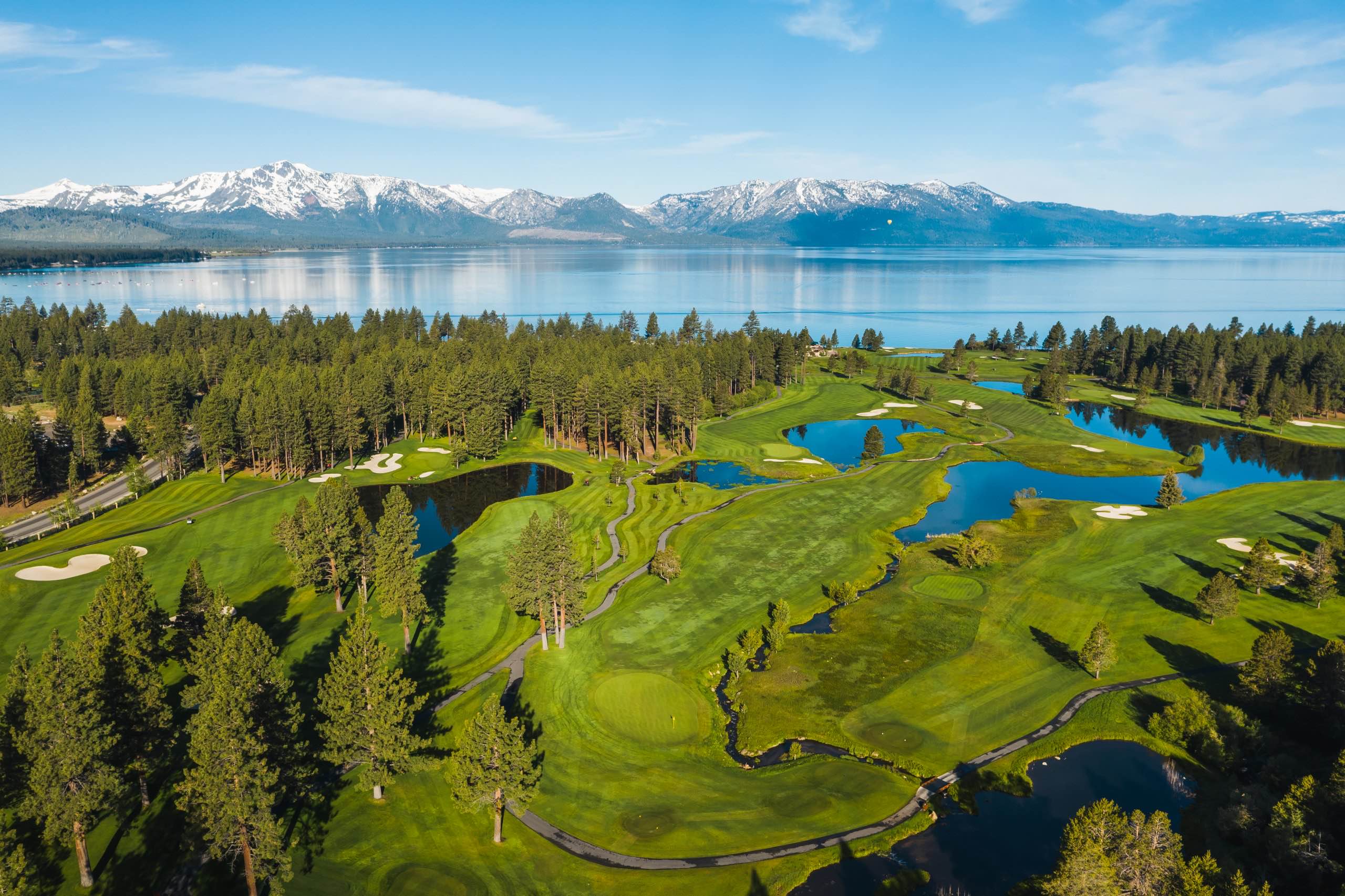 Edgewood Tahoe lakefront casino mountain resort aerial view