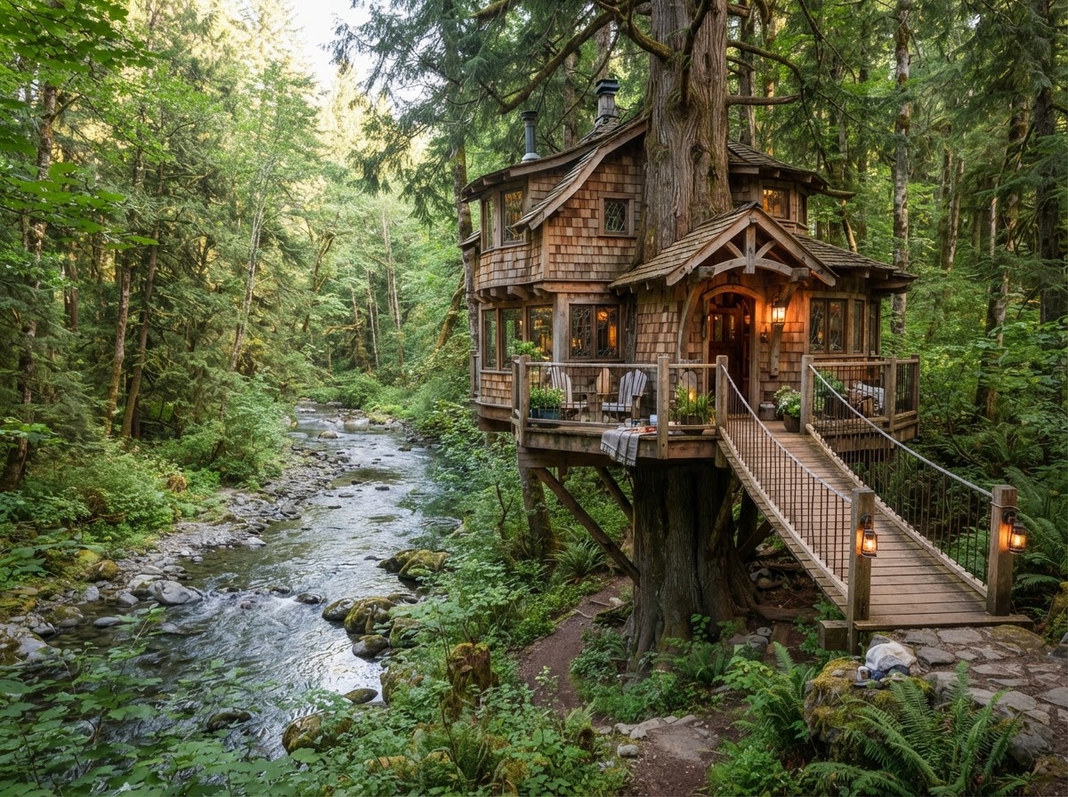 Treehouse Point Washington forest treehouse elopement river — photo 1
