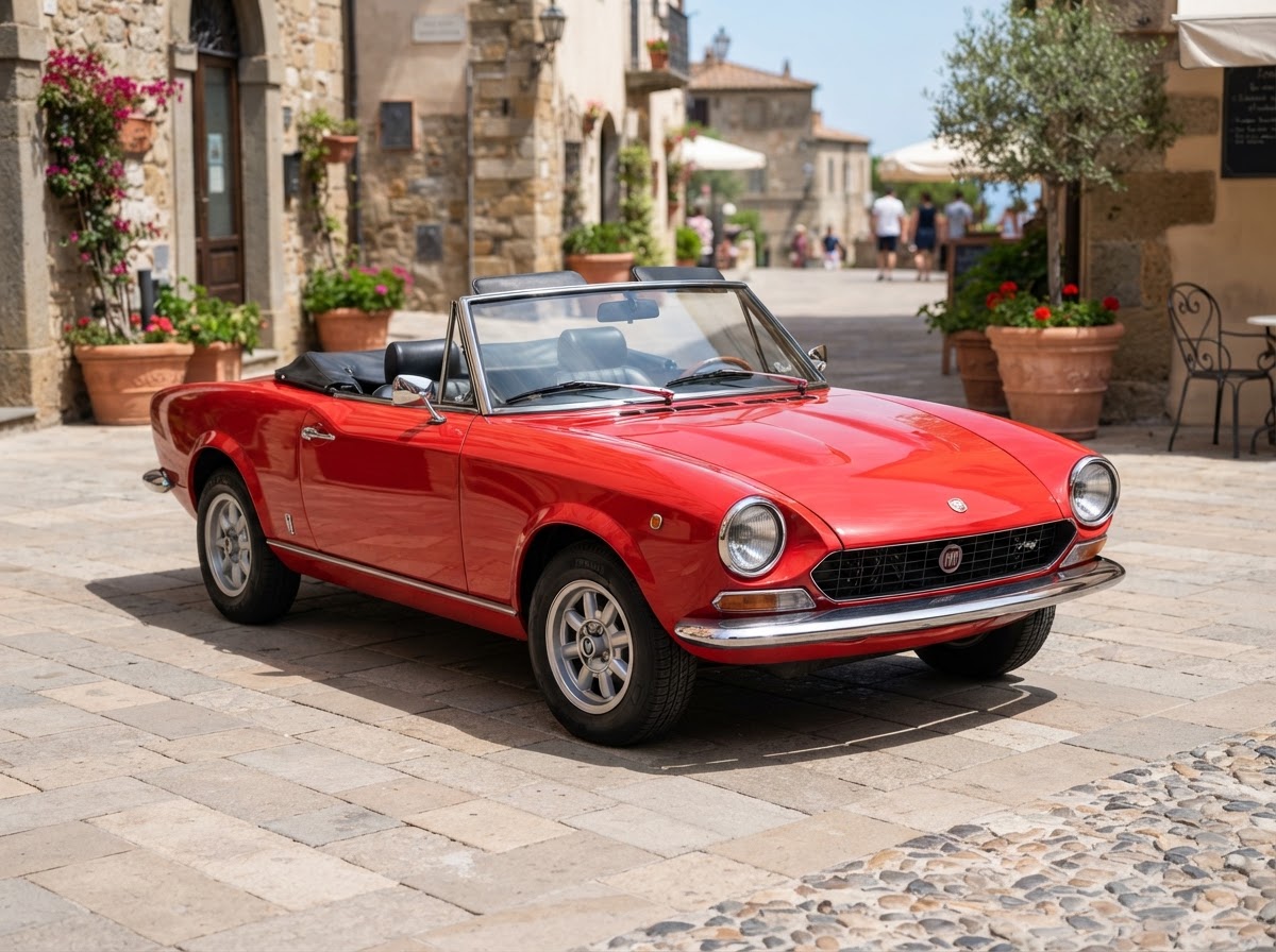 Fiat 124 Spider classic car in Tuscany for weddings and photoshoots — photo 1