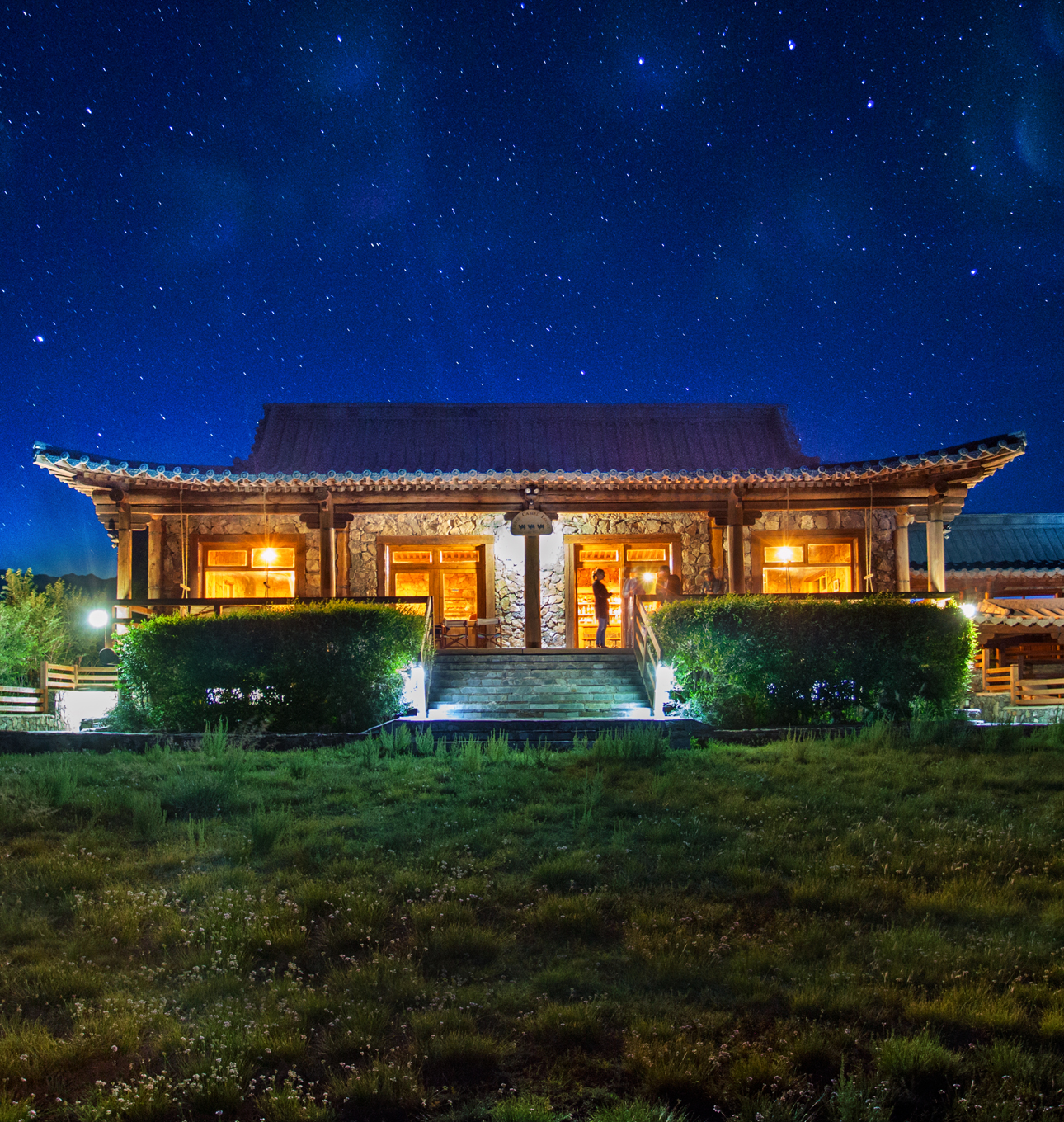 Three Camel Lodge luxury ger camp Gobi Desert Mongolia at night — photo 1