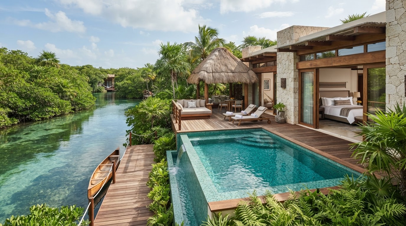 Rosewood Mayakoba lagoon suite plunge pool Riviera Maya Mexico