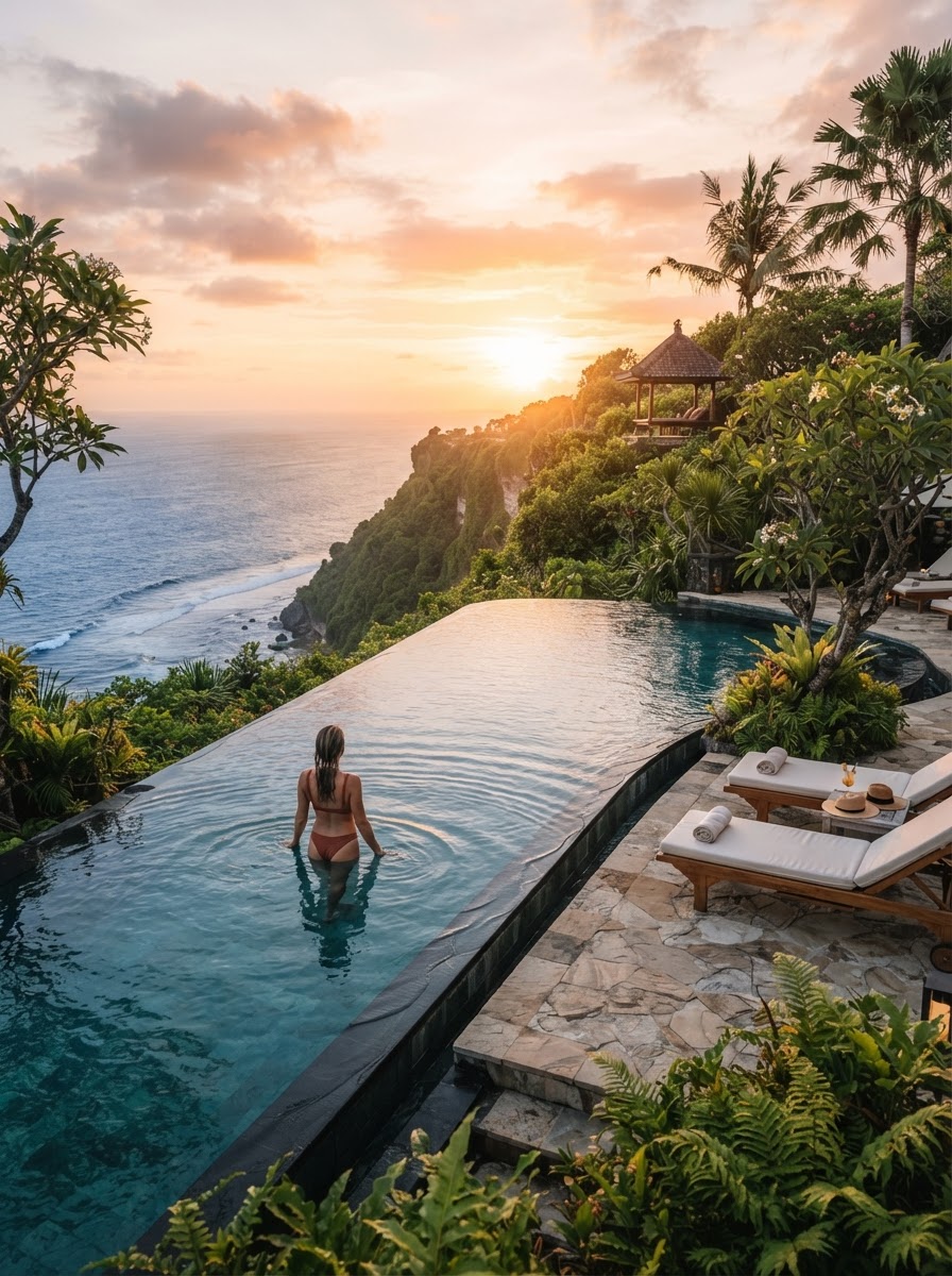 Bali clifftop infinity pool overlooking the Indian Ocean — photo 1