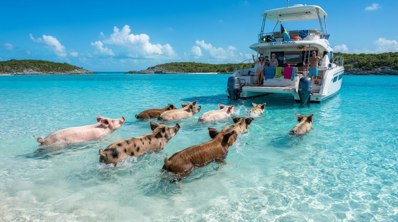 Exuma Bahamas swimming pigs Compass Cay nurse sharks private charter — photo 1