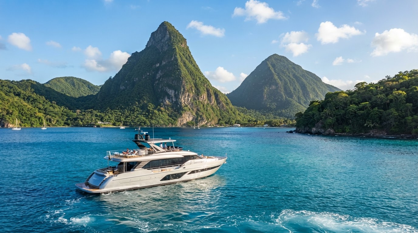 St Lucia Piton peaks luxury yacht charter Soufriere Caribbean
