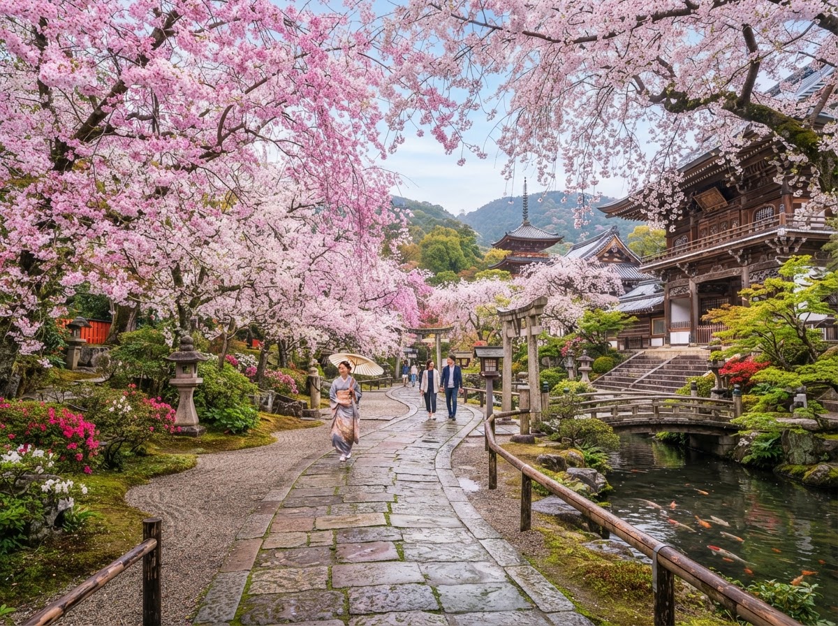 Kyoto Japan cherry blossom proposal temple garden engagement — photo 1