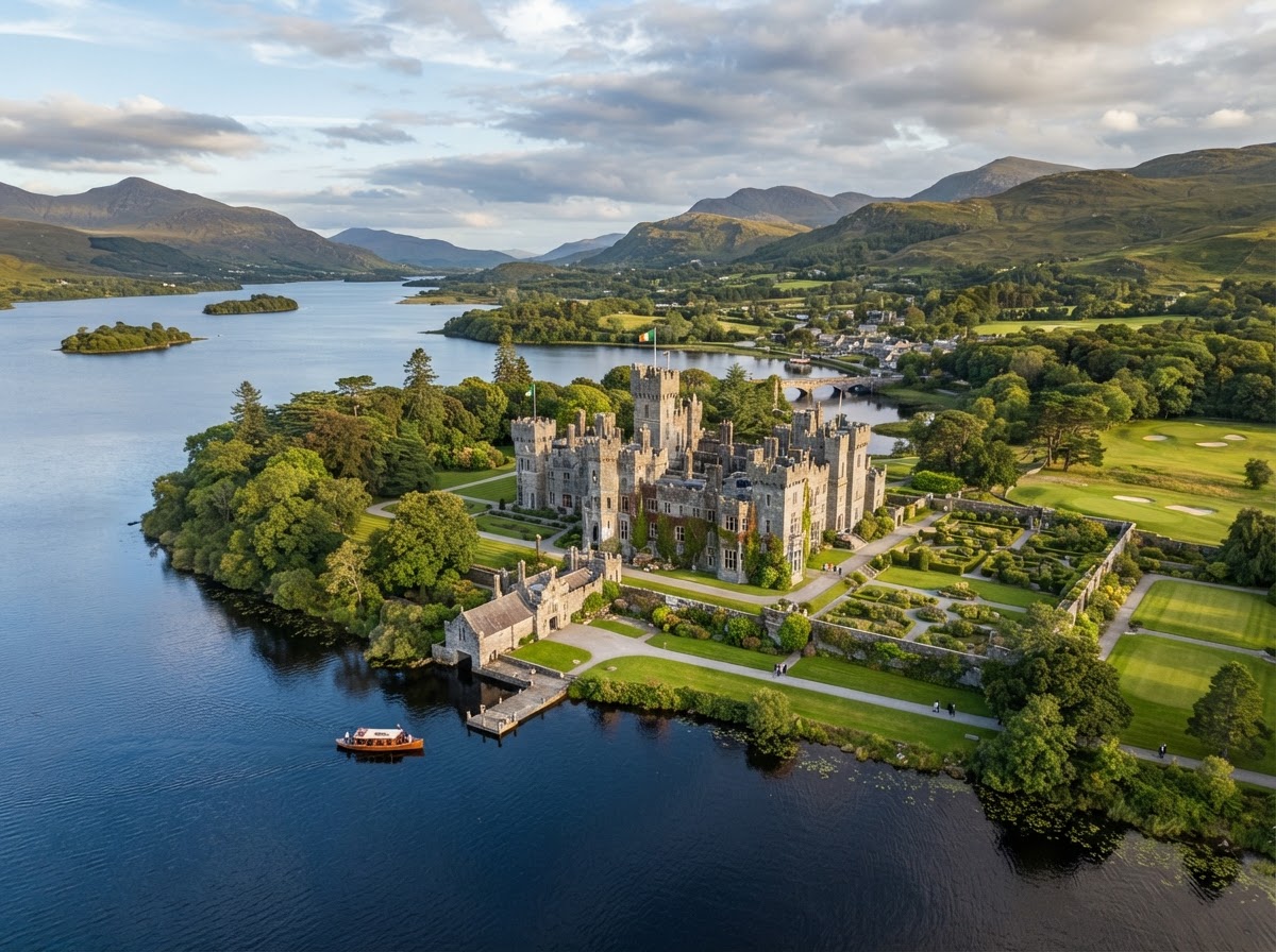 Ashford Castle Ireland lakefront castle estate wedding falconry — photo 1