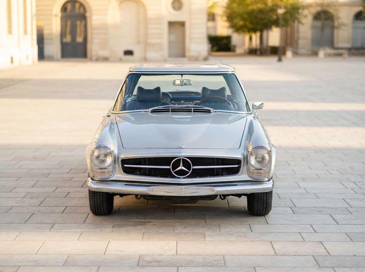 Mercedes 230SL Pagoda (Silver) classic car in Tuscany for weddings and photoshoots — photo 1