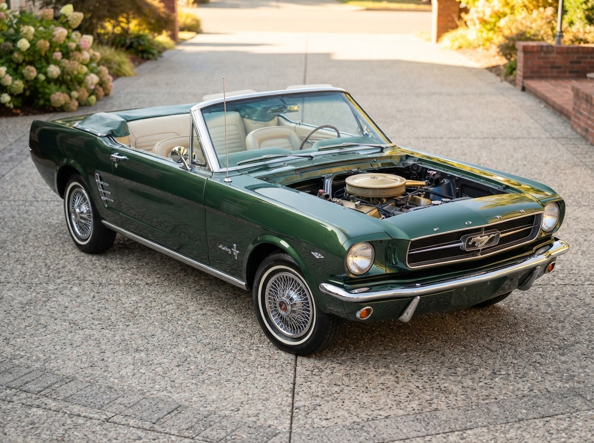Ford Mustang 1965 Convertible classic car in Tuscany for weddings and photoshoots — photo 1