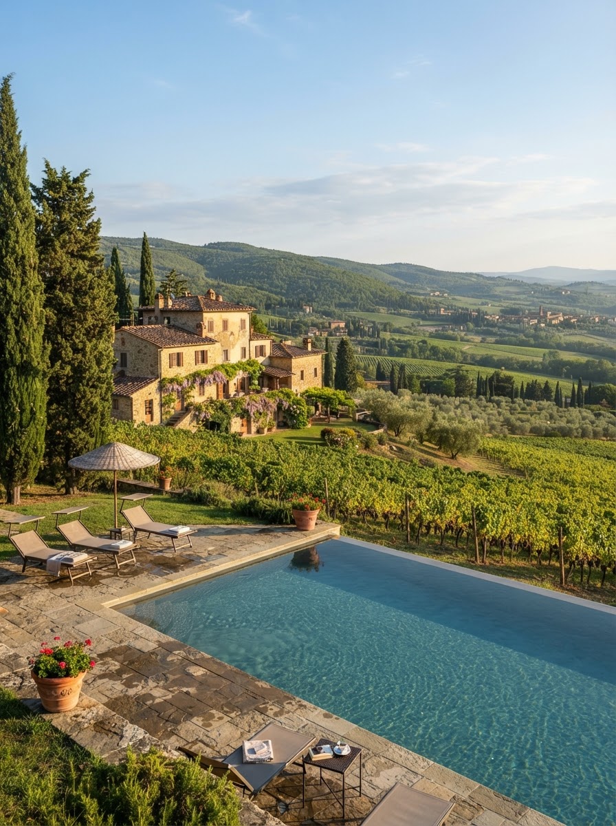 Podere Vergianoni 17th-century Tuscan farmhouse and panoramic pool in Chianti hills — photo 1