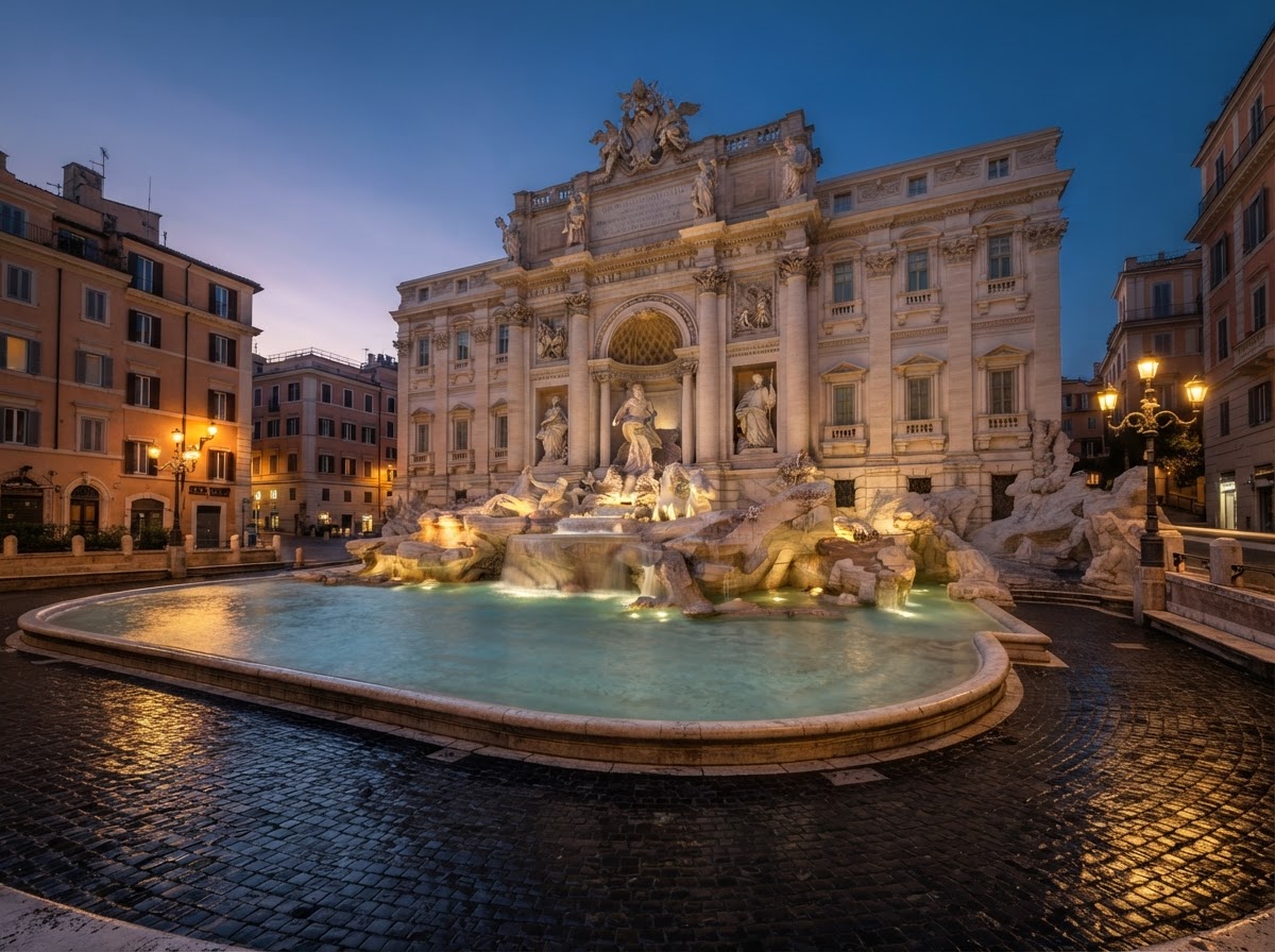 Rome Italy Trevi fountain proposal Colosseum rooftop sunset — photo 1