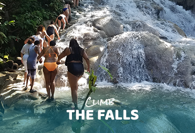 Jamaica Dunns River Falls Blue Hole Martha Brae bamboo raft