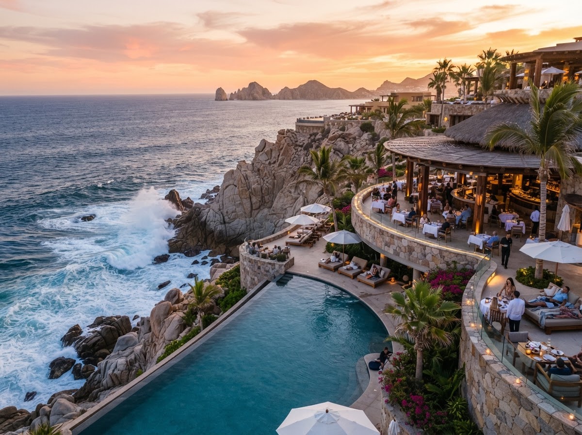 Esperanza Cabo San Lucas clifftop oceanfront pool bachelorette — photo 1