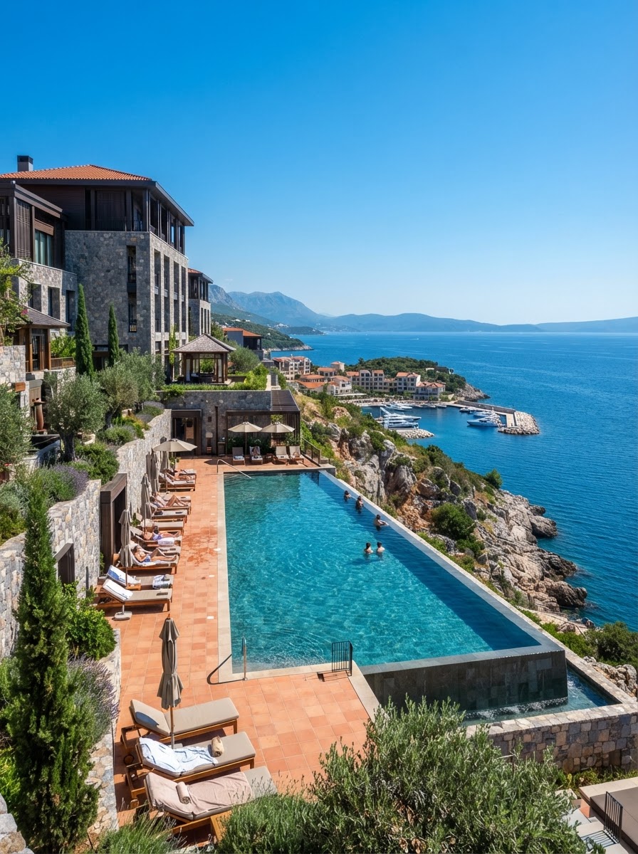 The Chedi Lustica Bay cliffside infinity pool Montenegro — photo 1