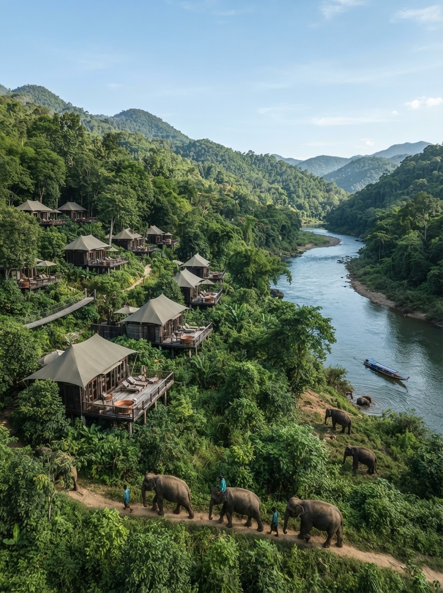 Four Seasons Tented Camp Golden Triangle jungle tent Thailand — photo 1