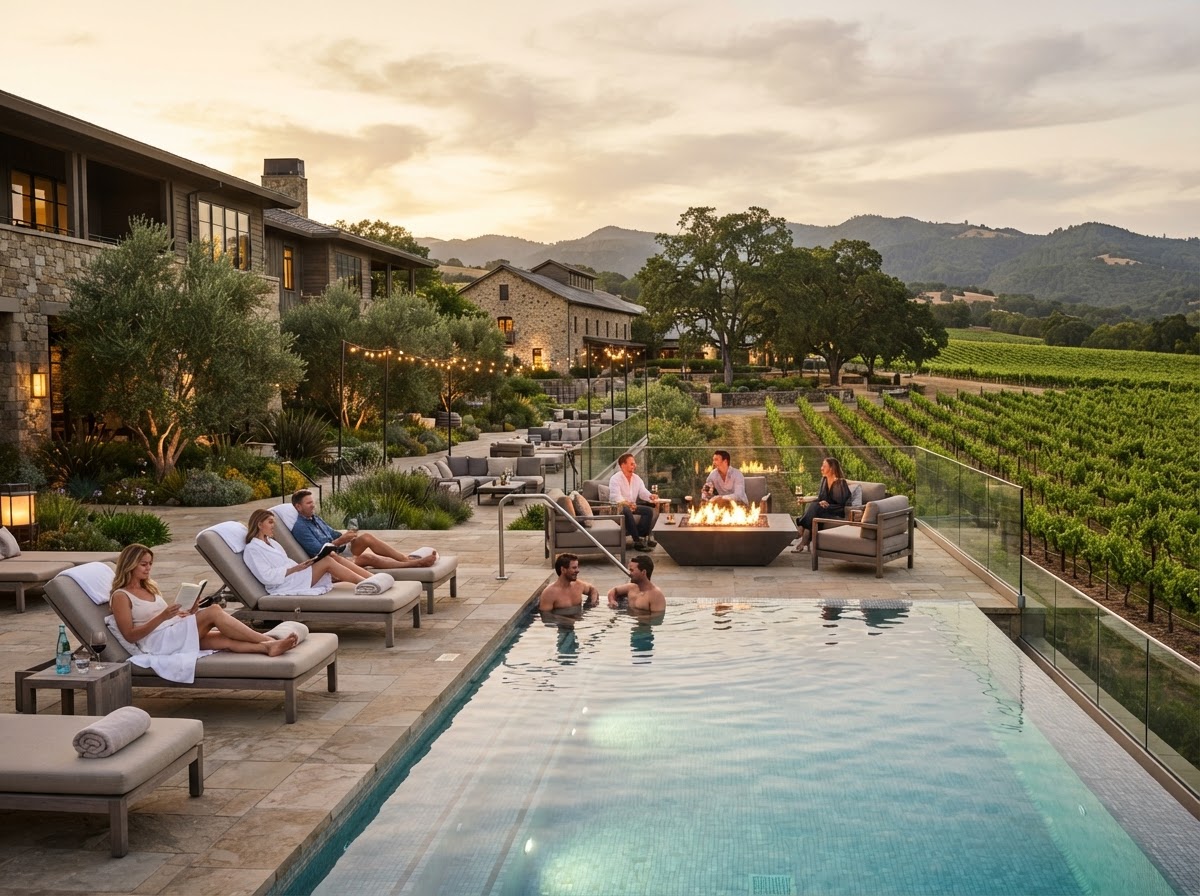 Alila Napa Valley vineyard pool adults only bachelorette — photo 1