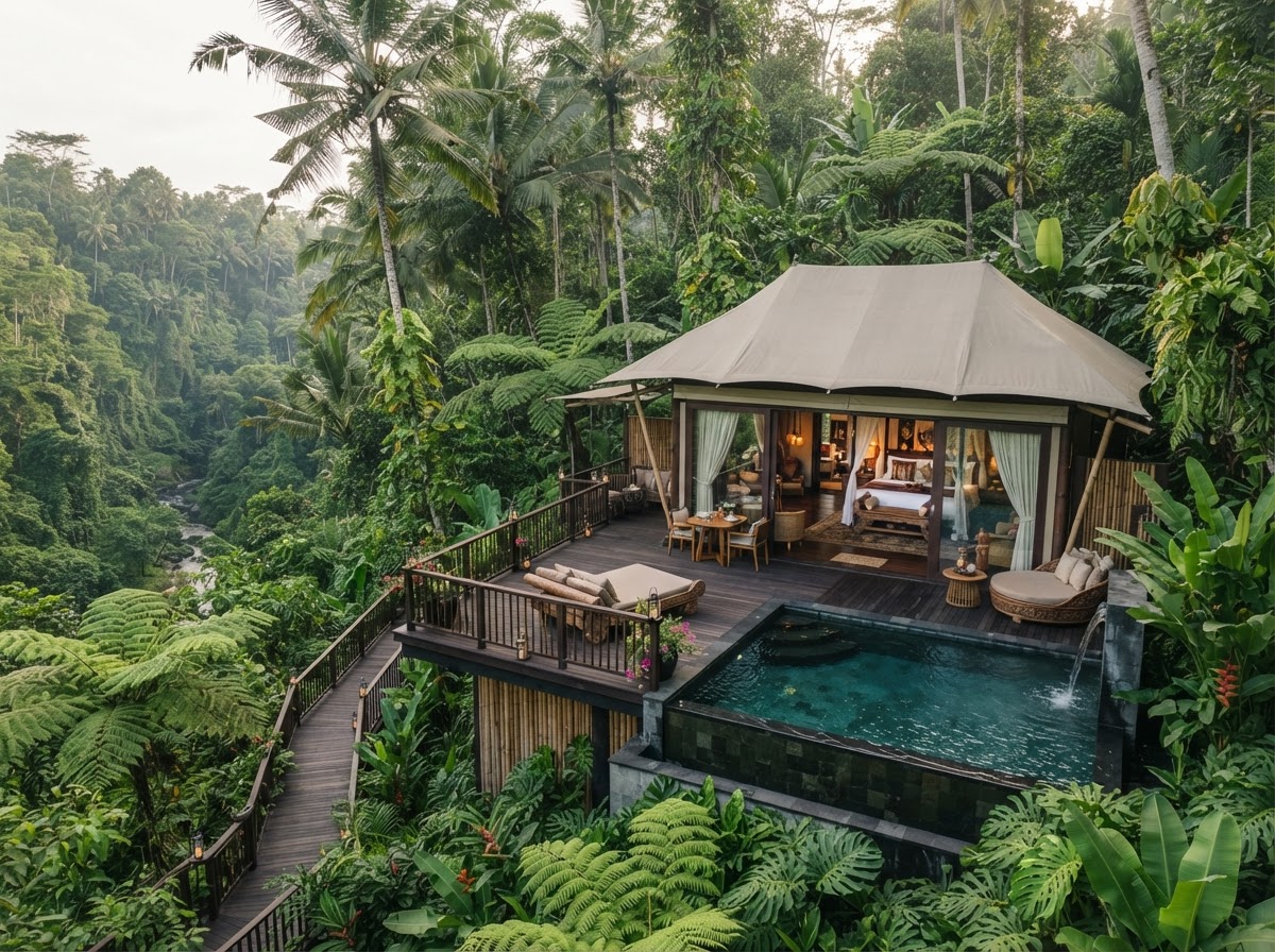Capella Ubud Bali jungle tented camp wedding ceremony — photo 1