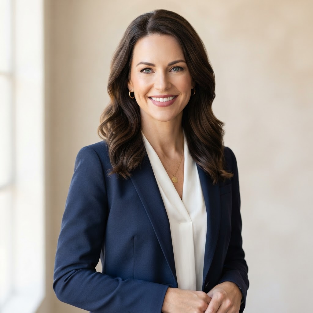 Polished realtor headshot at the center of the content clone process