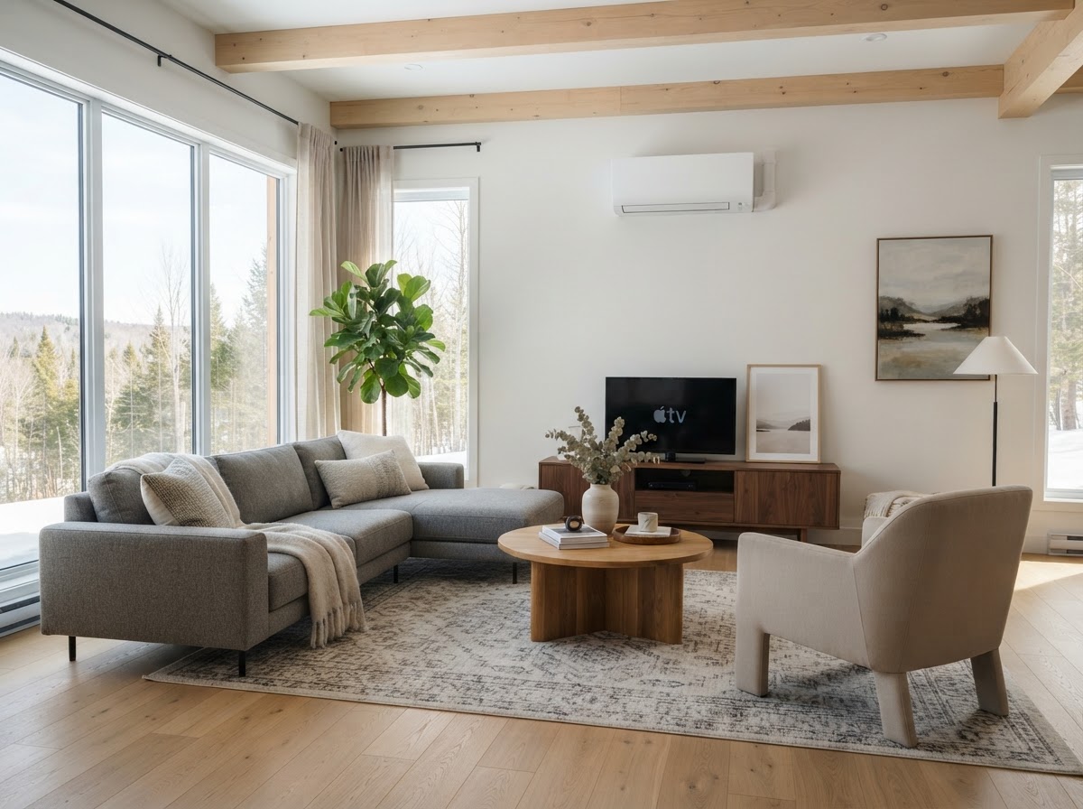 Thermopompe murale installée dans une maison à Québec