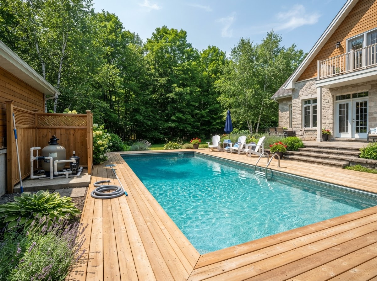 Piscine résidentielle à Québec — service de thermopompe