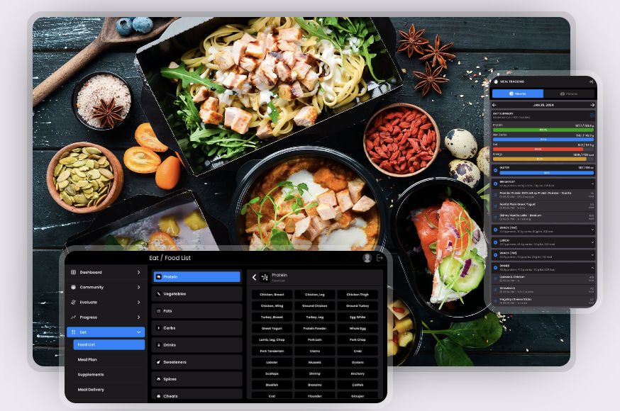 Custom high-protein meal prep and mobile macro tracking system