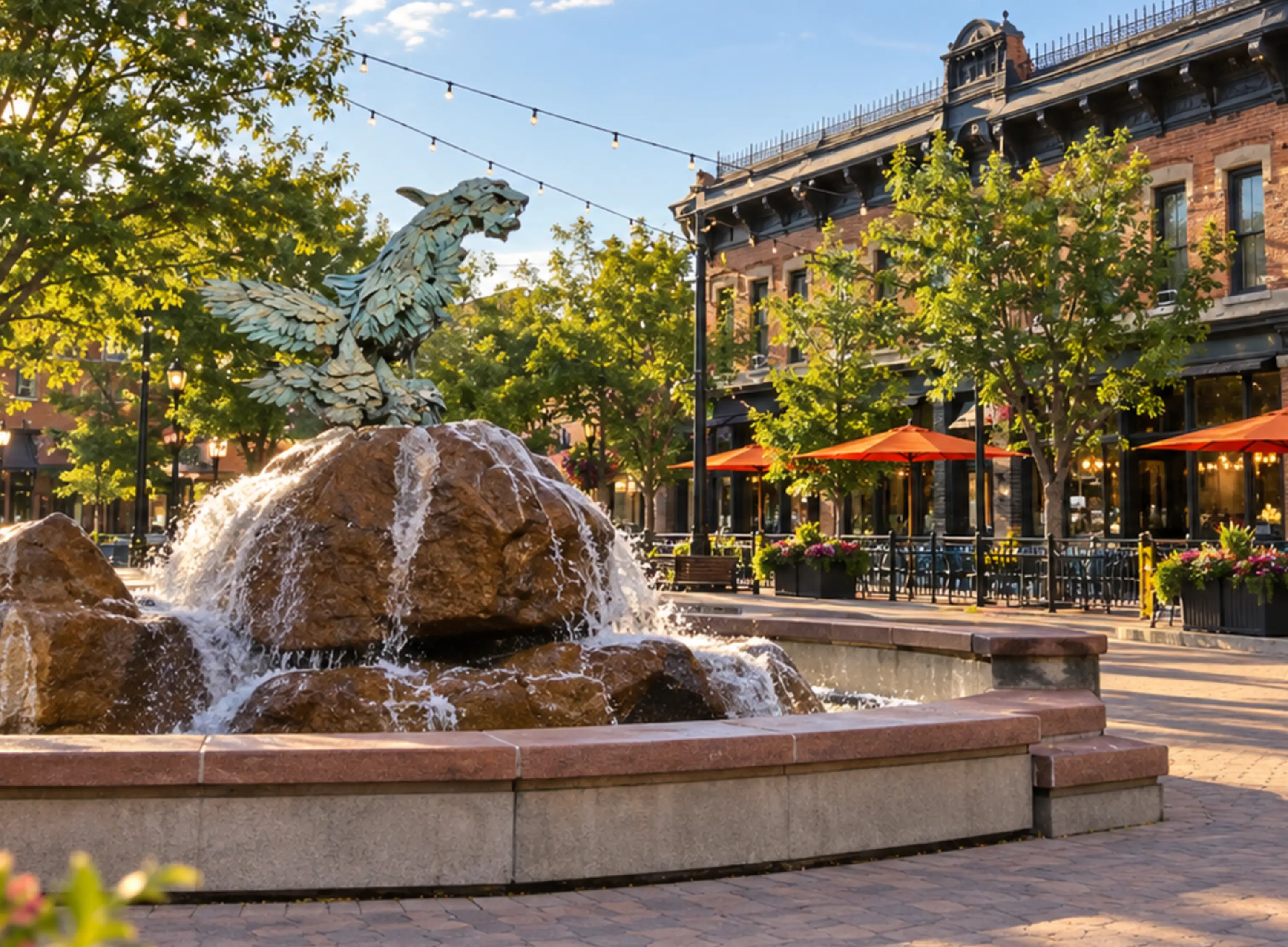 Old Town Fort Collins Colorado fountain square