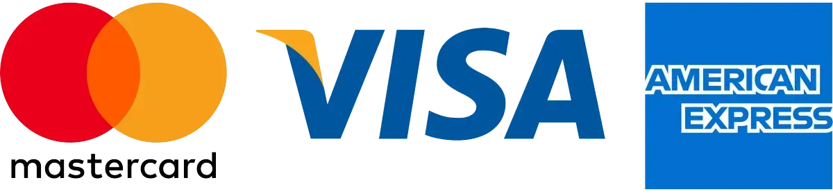 Payment Methods: Mastercard, Visa, American Express