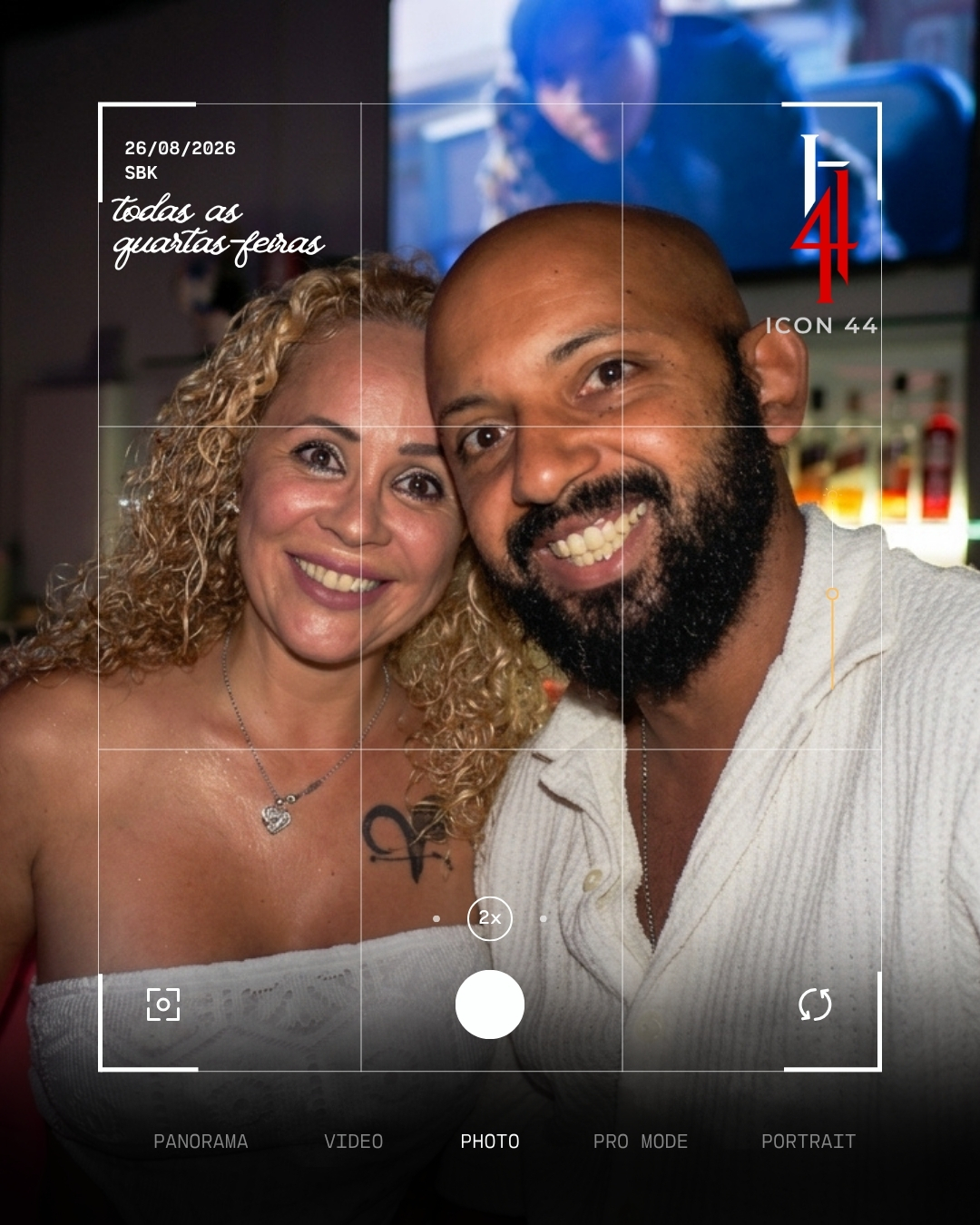 Couple smiling at ICON44 bar in Gaia
