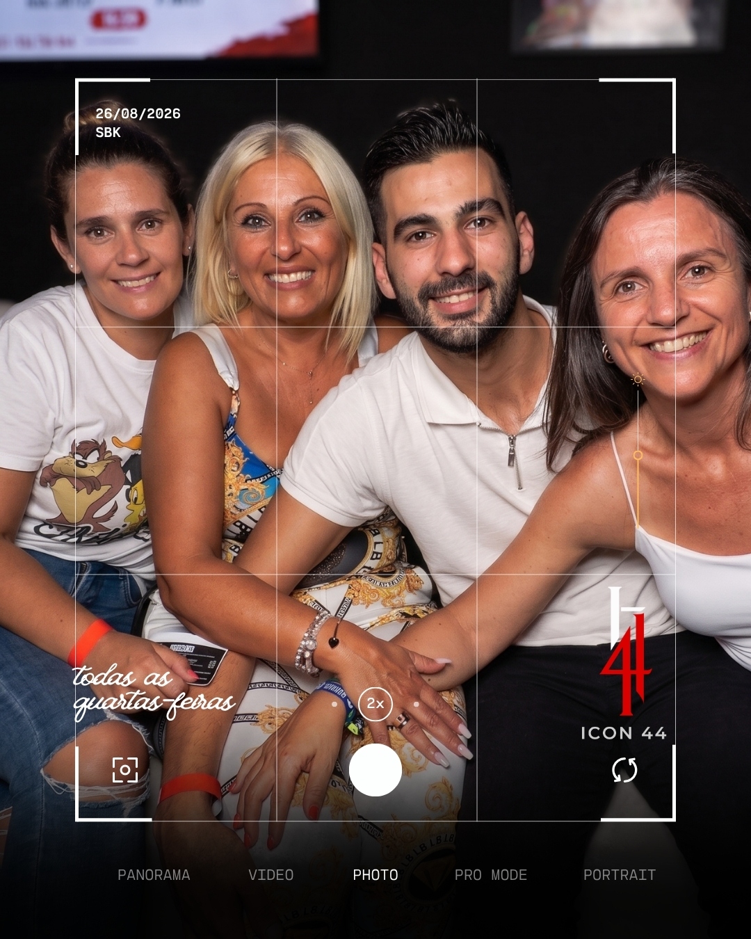 Group of friends celebrating at ICON44 sports bar and late venue
