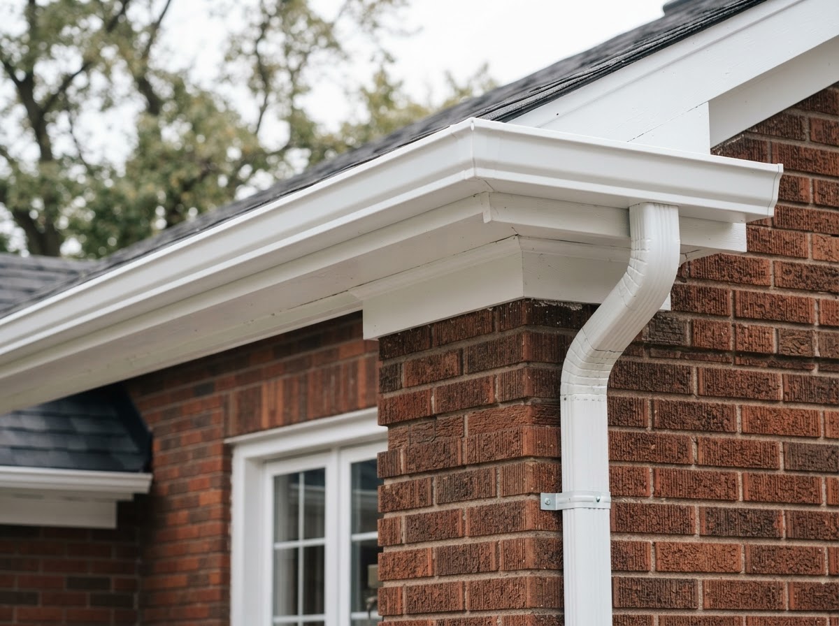 Seamless aluminum eavestrough installation on a Toronto home by Eagle Roofing