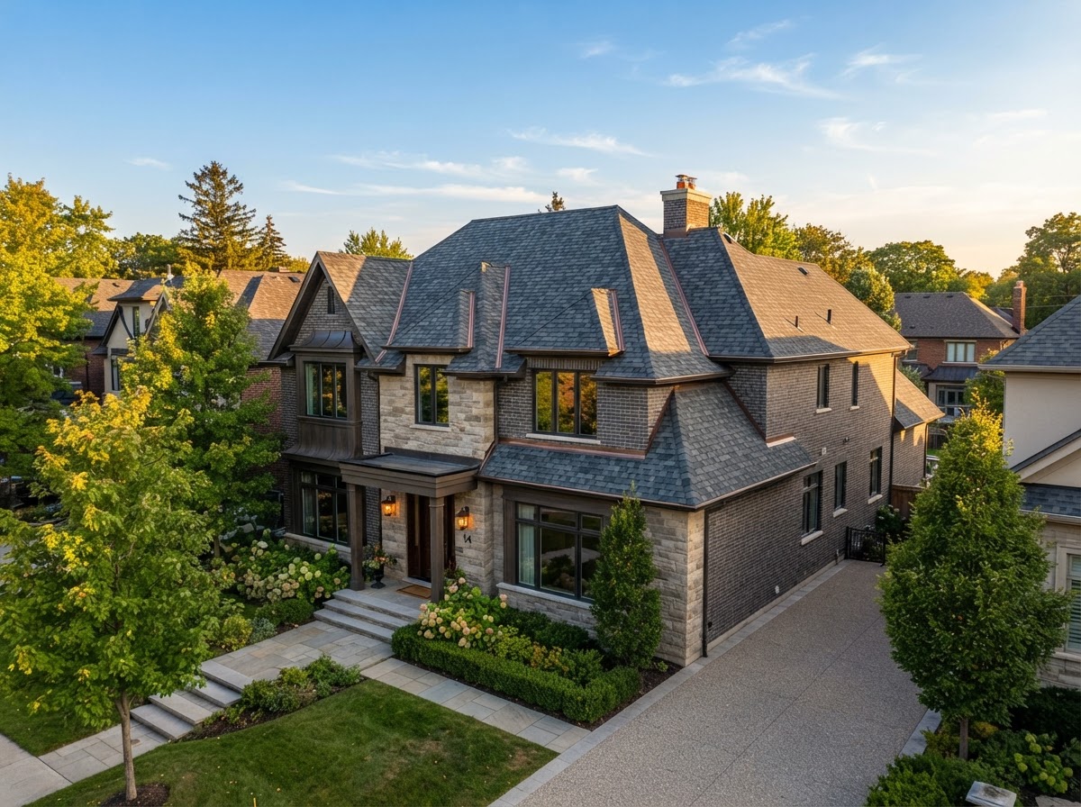 Premium residential roof replacement on a luxury Toronto home by Eagle Roofing