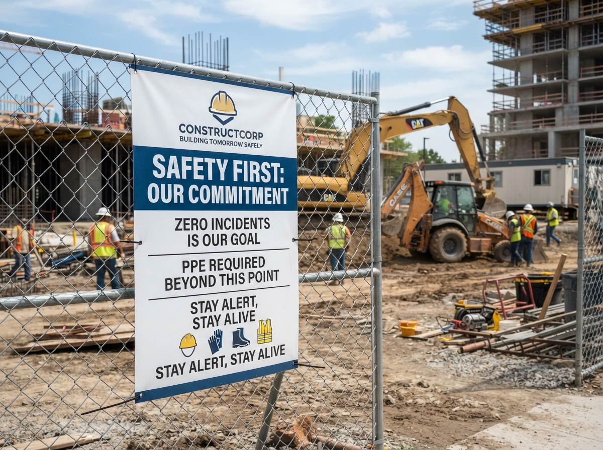 Construction Fence & Safety Warning Banner